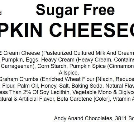 Andy Anand Sugar Free Pumpkin Cheesecake - Deliciously Freshly Goodness, Best Cheese Cake For Celebrations & Delicious Healthy Dessert (2 lbs)