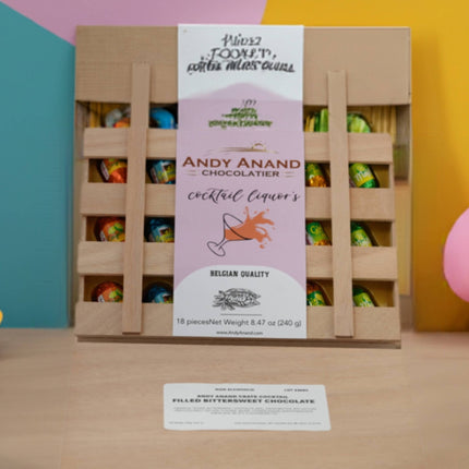 Andy Anand Non Alcoholic Vegan Chocolate – Vegan Dark Chocolates, 18 Pieces, Six Unique Flavors, Crafted with 60% Cocoa Butter