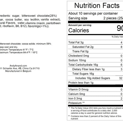 Andy Anand Non Alcoholic Vegan Chocolate – Vegan Dark Chocolates, 18 Pieces, Six Unique Flavors, Crafted with 60% Cocoa Butter