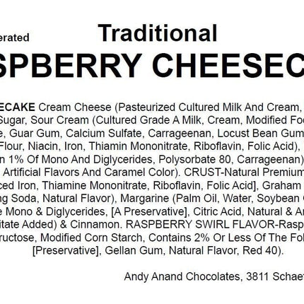 Andy Anand Freshly Baked Raspberry Cheesecake 9" - Cheesecake Delivery - Freshly Baked and Delivered to Your Doorstep From Near Bakery (2 lbs)