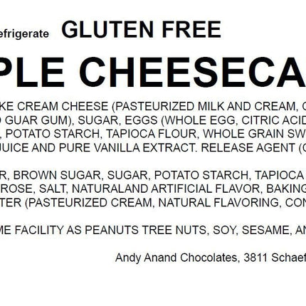 Andy Anand Gluten Free Apple Cheesecake 9" - Gluten Free Cheesecake Near Me Delivery - Freshly Baked and Delivered to Your Doorstep (2 lbs)
