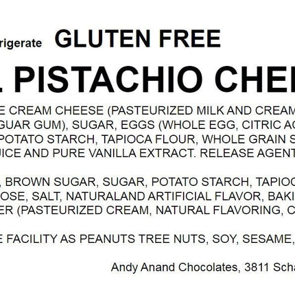 Andy Anand Gluten Free Caramel Pistachios Cheesecake 9" - Made Fresh In Traditional Way, Gluten Free Bakery Cheesecake Near Me (2 lbs)