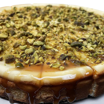 Andy Anand Gluten Free Caramel Pistachios Cheesecake 9" - Made Fresh In Traditional Way, Gluten Free Bakery Cheesecake Near Me (2 lbs)