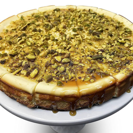 Andy Anand Gluten Free Caramel Pistachios Cheesecake 9" - Made Fresh In Traditional Way, Gluten Free Bakery Cheesecake Near Me (2 lbs)