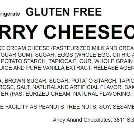 Andy Anand Gluten Free Cherry Cheesecake 9" - Creamy But Gluten-Free Cheesecake Near Me Freshly Baked Desserts (3.4 lbs)