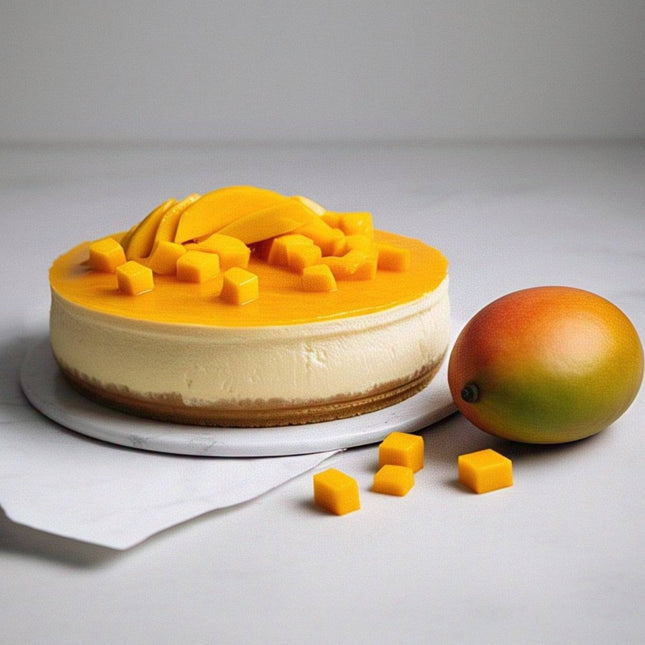 Andy Anand Mango Cheesecake 9" - Made in Traditional Way - Melt-in-Your-Mouth, Cheese Cake Delivery with Real Home Made Taste (2 lbs)