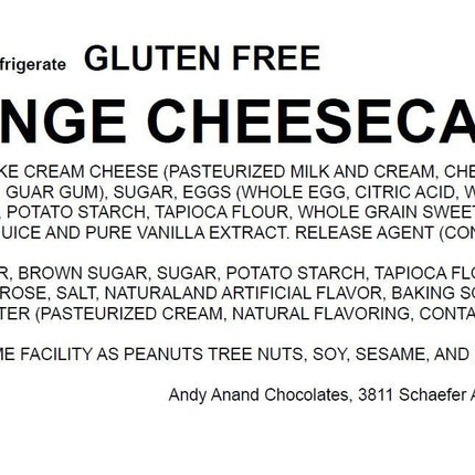 Andy Anand Gluten Free Orange Cheesecake 9" - Made In Traditional Way - Amazing-Divine-Decadent Gluten-Free Cheesecake Near Me Desserts (2 lbs)