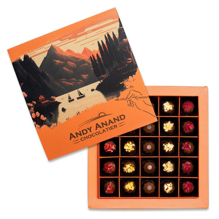 Andy Anand Belgian Chocolate Truffles – 25 Pcs Gift Box with Mango, Pistachio, Pineapple, Raspberry & Strawberry, Made with 60% Rich Belgian Chocolate – Decadent Gourmet Treats (8 Oz)