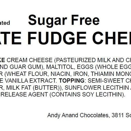 Andy Anand Sugar Free Chocolate Fudge Cheesecake - Indulge in Homemade Style Best Cheese Cake Near Me For Celebrations & Bakery Dessert Lovers (2 lbs)