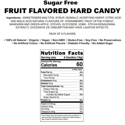 Andy Anand Italian 170 Pc Fruit Flavored Hard Sugar Free Fruit Hard Candy Mega Pack of 6 flavors Keto & Diabetic-Friendly, A Delicious and Healthy Alternative 7 Oz