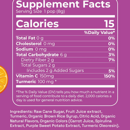 Andy Anand Vitamin C Low Calorie Lollipops,Fruit Flavors, 8.8 oz - Kids Vitamin C Pops, Kids Love Them! Sweetened with real fruit Juice