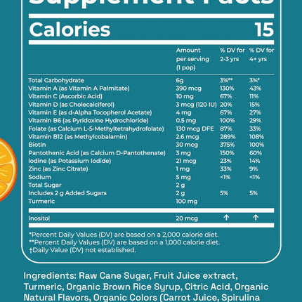 Andy Anand Low Calorie Lollipops with Multi Vitamins fruit flavored, Kids Love Them! 8.8 oz, Kids Multivitamin Pops, Sweetened with real fruit Juice