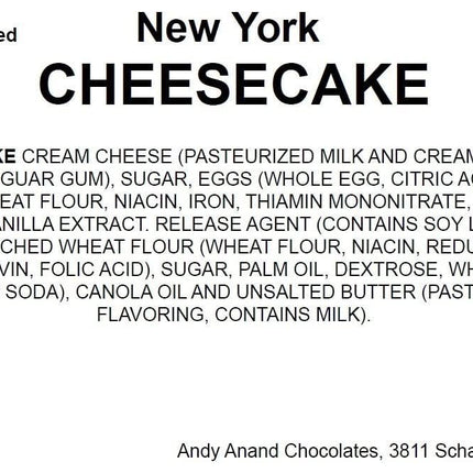 Andy Anand Luxurious New York Style Cheesecake 9" | Handcrafted, Freshly Baked, The Best Cheesecake - Made with Fresh Ingredients and Love (2 lbs)