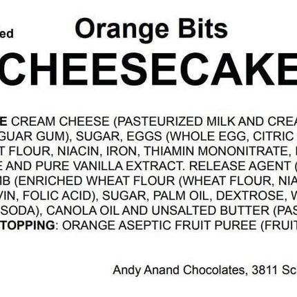 Andy Anand Orange Cheesecake with bits of Orange, 9" Made in Traditional Way, Amazing Bakeries with Freshly Baked Cheesecake Delivery - 2 lbs