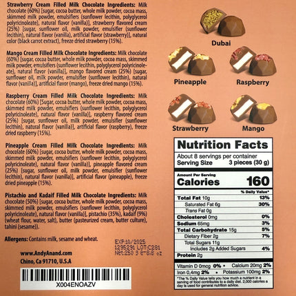 Andy Anand Belgian Chocolate Truffles – 25 Pcs Gift Box with Mango, Pistachio, Pineapple, Raspberry & Strawberry, Made with 60% Rich Belgian Chocolate – Decadent Gourmet Treats (8 Oz)