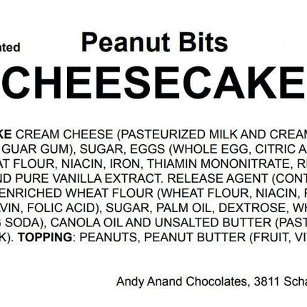 Andy Anand Peanut Cheesecake with Crunchy Bits of Peanuts, 9" - Freshly Baked Quality Cheesecake Near Me - Order Online Now! (2 lbs)