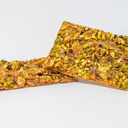 Andy Anand Chocolatier Gluten Free Pistachio Brittle - Made in Italy Roasted Nutty Croccante, Simply Delicious & Crunchy Gourmet Snack With All Natural Ingredients, No Preservatives (7 Oz)