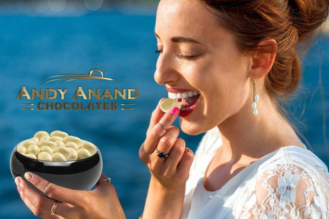 Andy Anand Premium California Greek Yogurt Almond Chocolate Gift Box – 1 lb, Decadent Chocolate Treats, 60% Cocoa Butter, Perfect for Special Occasions