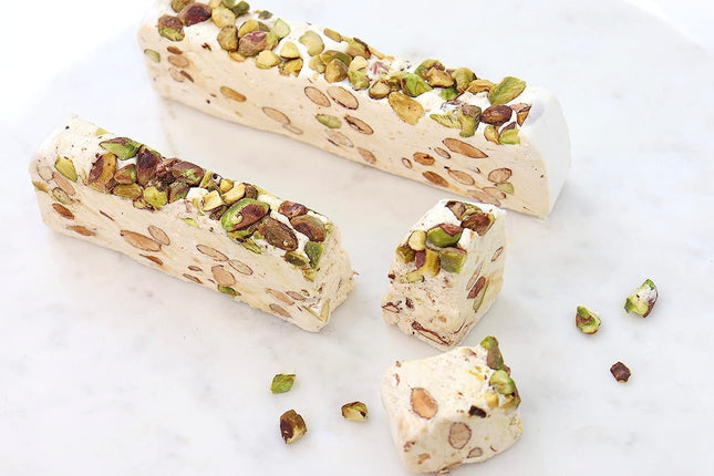 Andy Anand Roasted Pistachio Nougat Turron - Homemade Style brittle soft nougat Turron - A Delicious and Healthy Treat, Amazing-Delicious-Decadent 7 Oz