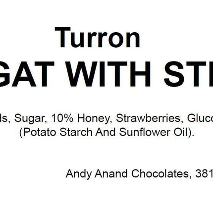 Andy Anand Gluten Free Strawberry Nougat - Soft Brittle, Turron from Spain - Irresistible Taste, Traditional European Turron – 7 Oz