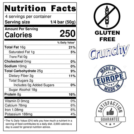 Andy Anand Sugar Free Almond Brittle Nougat -Turron, Gluten Free, Crunchy, European Sugar Free Turron Taste in Every Bite, Made in Europe