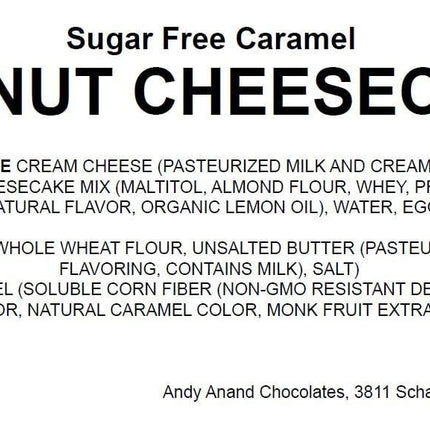 Andy Anand Sugar Free Caramel Walnut Cheesecake 9" - Topping With Real Walnuts, Luxurious Gourmet, Best Cheese Cake For Celebrations & Dessert Lovers (2 lbs)