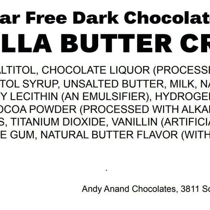 Andy Anand Sugar Free Vanilla Butter Cream Chocolate 1 lbs "Indulge in Rich Dark Chocolate Delights" Dark Chocolate No Sugar Added - A Delicious and Healthy Option