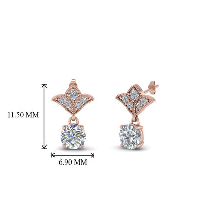 Art Deco Inspired Round Drop Earring Half Carat