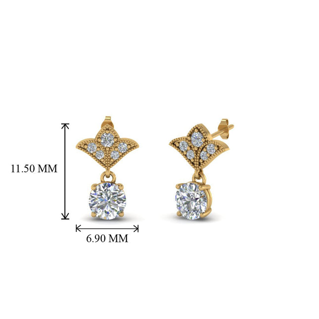 Art Deco Inspired Round Drop Earring Half Carat