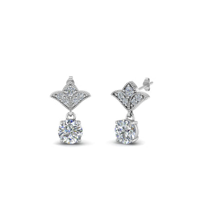 Art Deco Inspired Round Drop Earring Half Carat