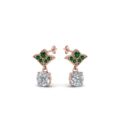 Art Deco Inspired Round Drop Earring Half Carat