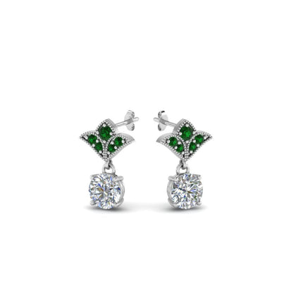 Art Deco Inspired Round Drop Earring Half Carat