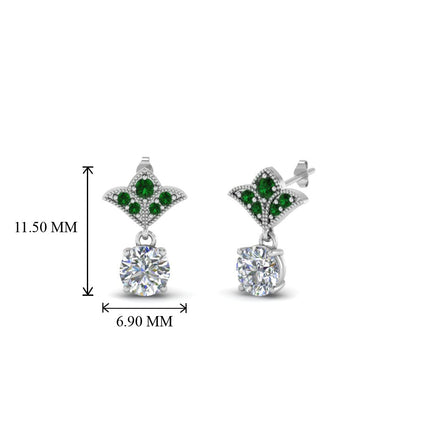 Art Deco Inspired Round Drop Earring Half Carat