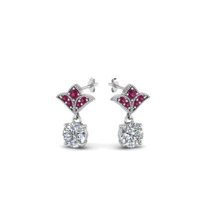 Art Deco Inspired Round Drop Earring Half Carat