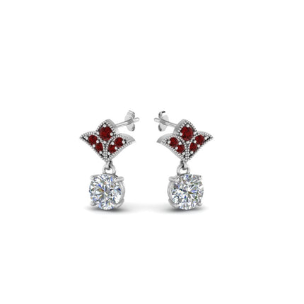 Art Deco Inspired Round Drop Earring Half Carat