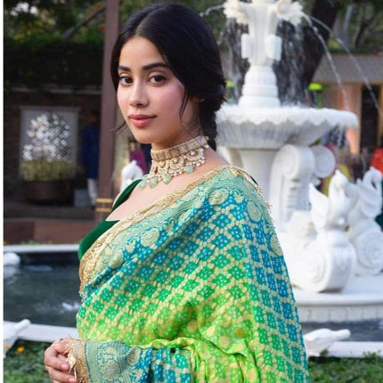 Banarasi Pure Handloom Khaddi Georgette Bandhani Silk Saree