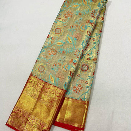 Beautiful Kanjivaram Authentic Silk Saree with floral patterns