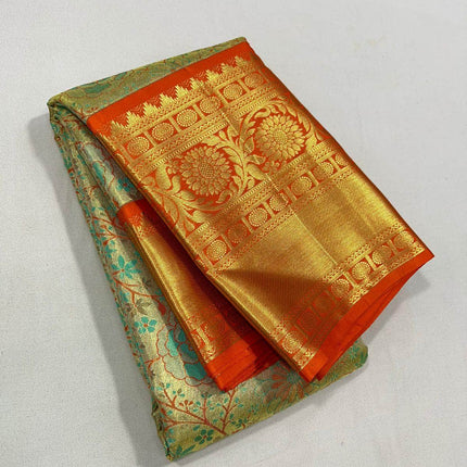 Beautiful Kanjivaram Authentic Silk Saree with floral patterns