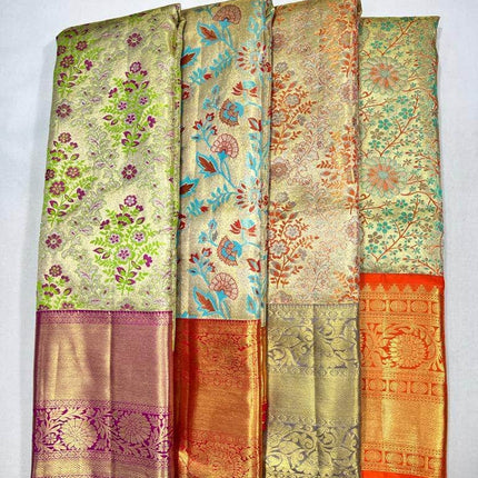 Beautiful Kanjivaram Authentic Silk Saree with floral patterns