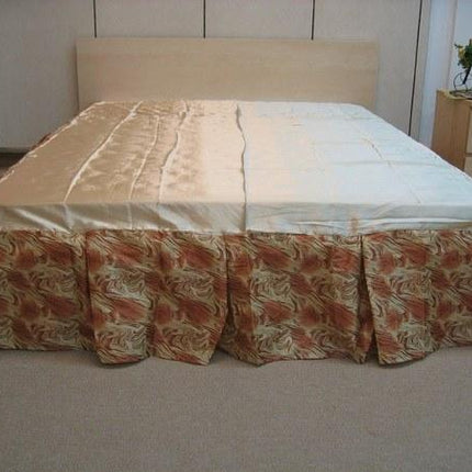 DaDa Bedding Floral Gold & Bronze Brown Dust Ruffle Pleated Bed Skirt - 14" Drop  (BS-BM6169L-1)