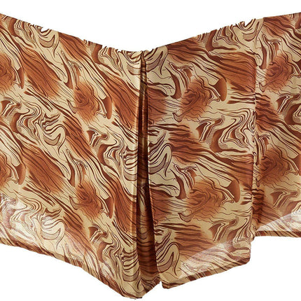DaDa Bedding Floral Gold & Bronze Brown Dust Ruffle Pleated Bed Skirt - 14" Drop  (BS-BM6169L-1)