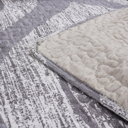 DaDa Bedding Rustic Grey Mosaic Distressed Medallion Reversible Quilted Bedspread Set (SD16299)