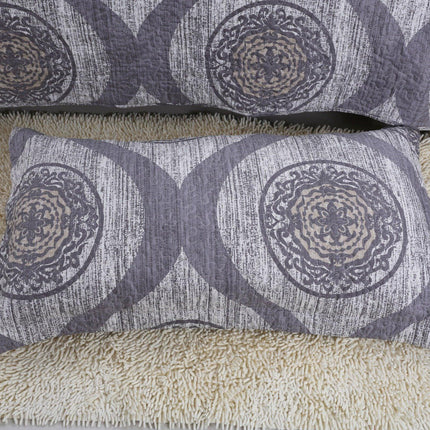 DaDa Bedding Rustic Grey Mosaic Distressed Medallion Reversible Quilted Bedspread Set (SD16299)