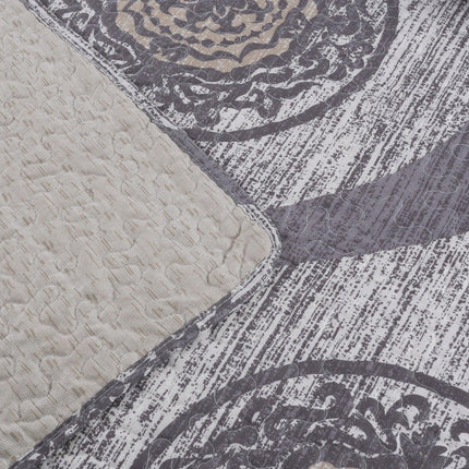 DaDa Bedding Rustic Grey Mosaic Distressed Medallion Reversible Quilted Bedspread Set (SD16299)