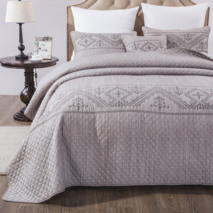 DaDa Bedding Whimsical Lavender Grey Cottage Soft Quilted Coverlet Bedspread Set (JHW866)