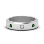 14k White Gold / Green Emerald / Lab Grown