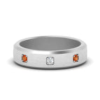 14k White Gold / Orange Sapphire / Lab Grown