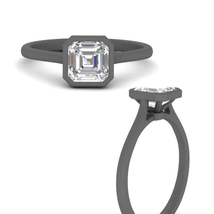 Asscher Cut Petite Bezel Solitaire Engagement Ring