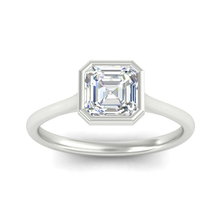 Asscher Cut Petite Bezel Solitaire Engagement Ring