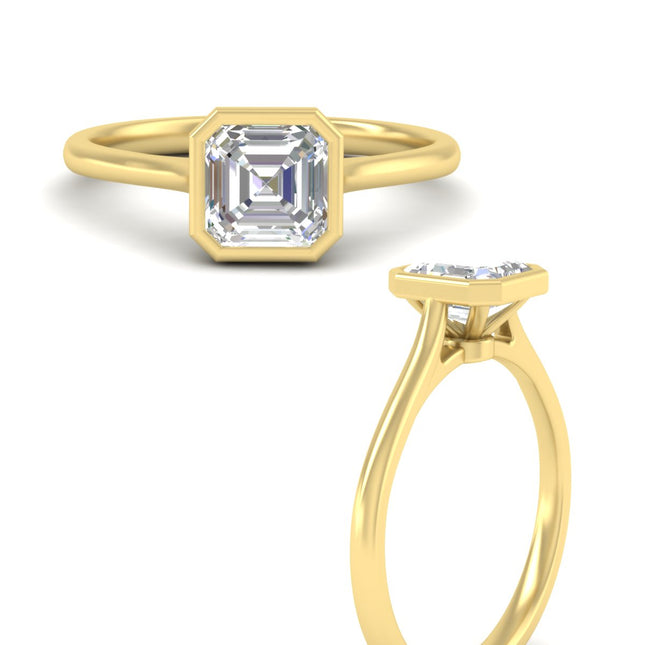 Asscher Cut Petite Bezel Solitaire Engagement Ring